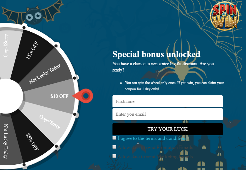 Spin and Win extension for PrestaShop